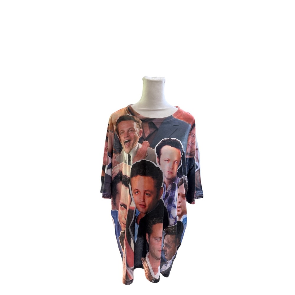 SubliWear Vince Vaughn All Over Print Graphic T-Shirt Mens XL White Collage Tee